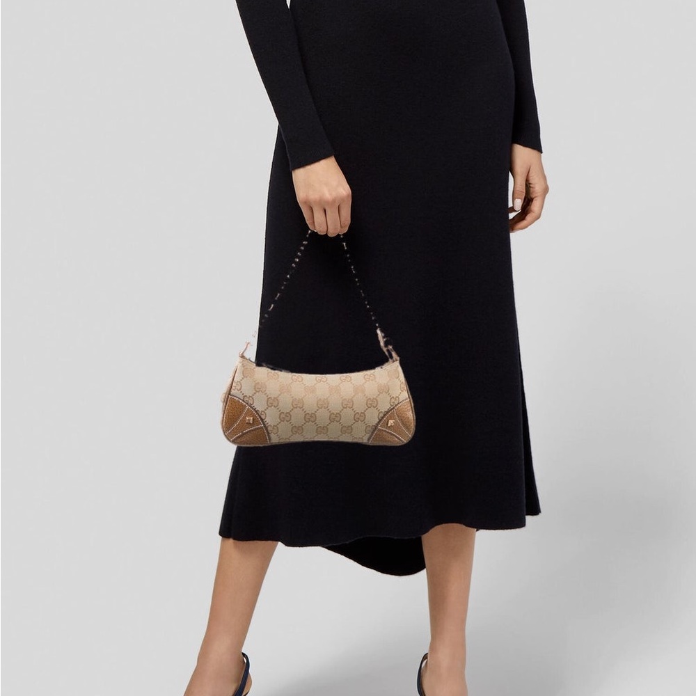 Gucci Beige and Brown Nailhead Shoulder Bag